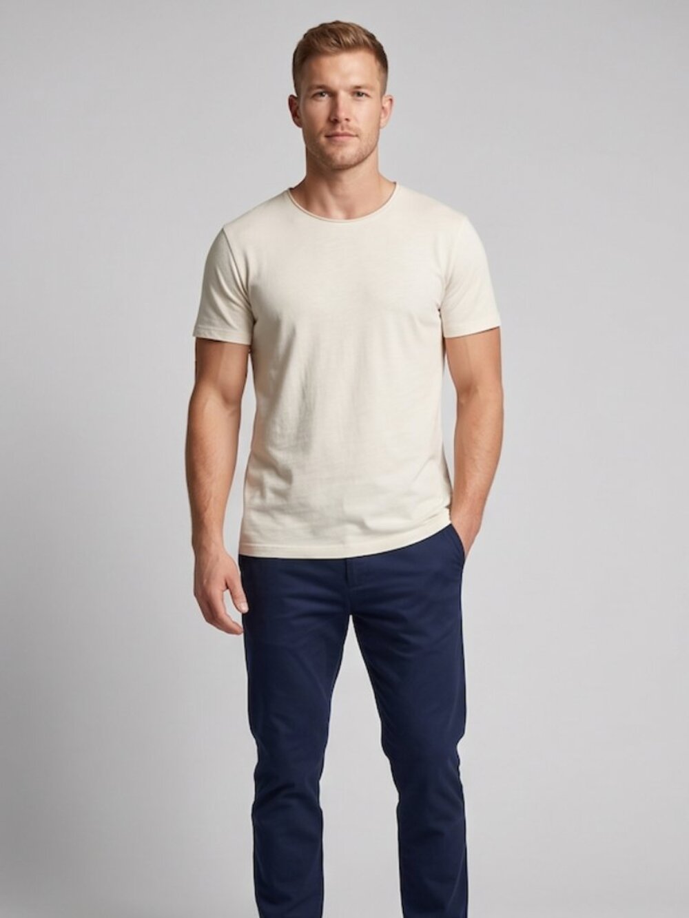 Scotch & Soda Men's Organic Cotton Crewneck T-Shirt – Premium Cream Short-Sleeve